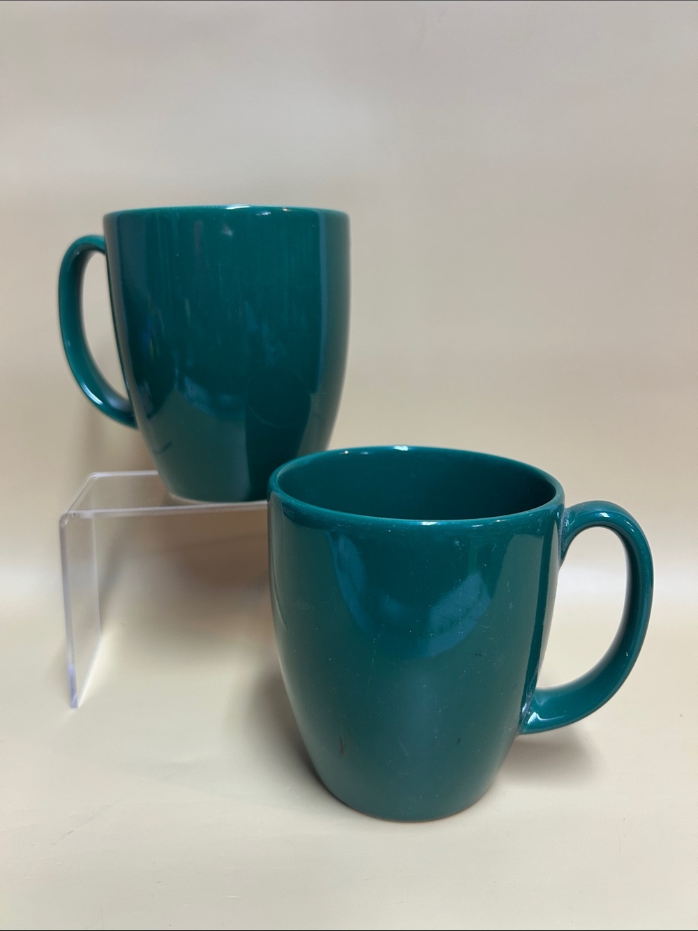 Corelle Forest Hunter Green Stoneware Coffee Cups Mugs Made In Thailand Set of 2